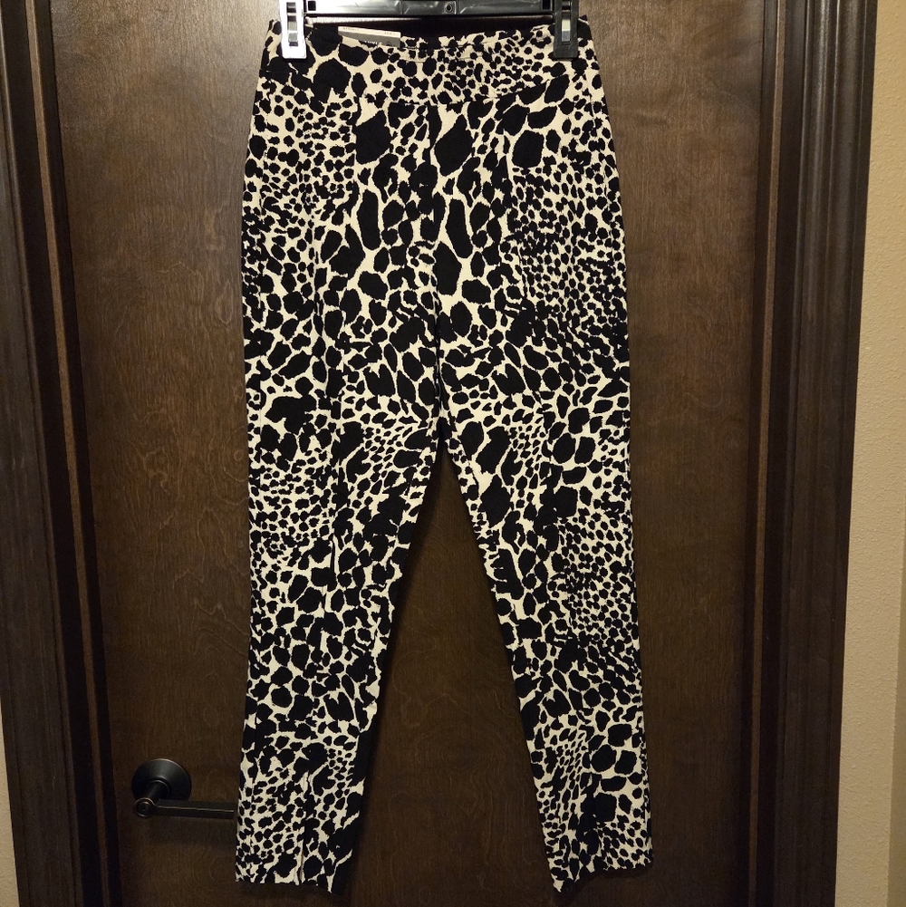 Who What Wear Black & Tan Leopard Print Ankle Pants NWT - Picture 2 of 14